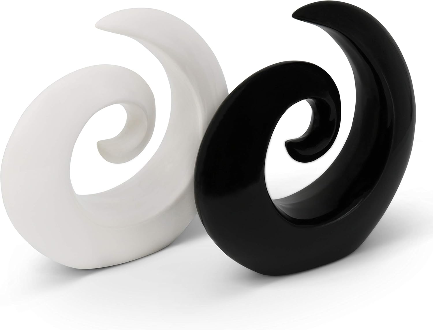 Stylish pair of ceramic sculptures - modern decoration in black & white - deco sculpture - each figurine 16cm high