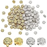 PH PandaHall 120pcs Tree of Life Spacer Beads Alloy Beads Tibetan Spacer Beads Loose Beads DIY for Necklace Bracelet Handcraft Works Decoration Jewelry Making Antique Golden Antique Silver 7.5mm