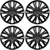 AutoBeeDen 4 Pack Universal Hubcaps Replacement R15 15 inch, Steel Wheel Rim Cover for Most Auto, 15" 15 in Wheel Covers Hub Caps (Bright Black Color, 15 inch)