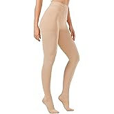 MGANG Medical Compression Pantyhose for Women & Men, Closed Toe, Opaque, Waist High Compression Circulation Leggings, 15-20 mmHg Firm Support Compression Hose for Varicose Veins, Edema, DVT, Beige S
