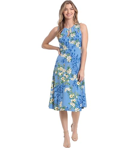 London Times - Casual Denim Collared Sleeveless Shift Dress with Pockets for Summer & Weekend Casual
