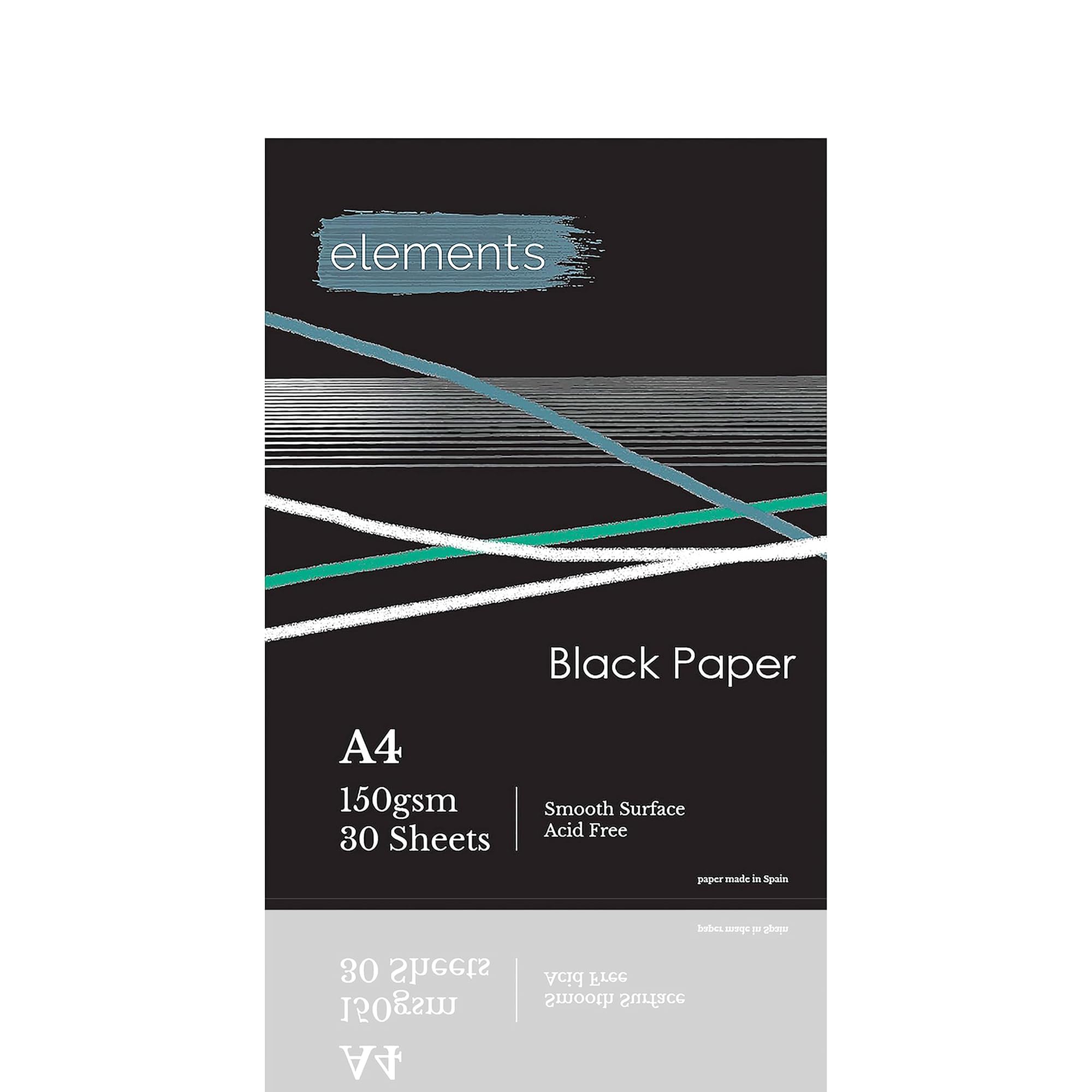 Elements A4 Black Sketch Pad – 150 GSM Acid-Free Paper | 30 Sheets of Smooth Black Paper – Ideal for Mixed Media, Pencils, Pastels, Gel Pens, Charcoal & More | Art Sketchbook for Artists
