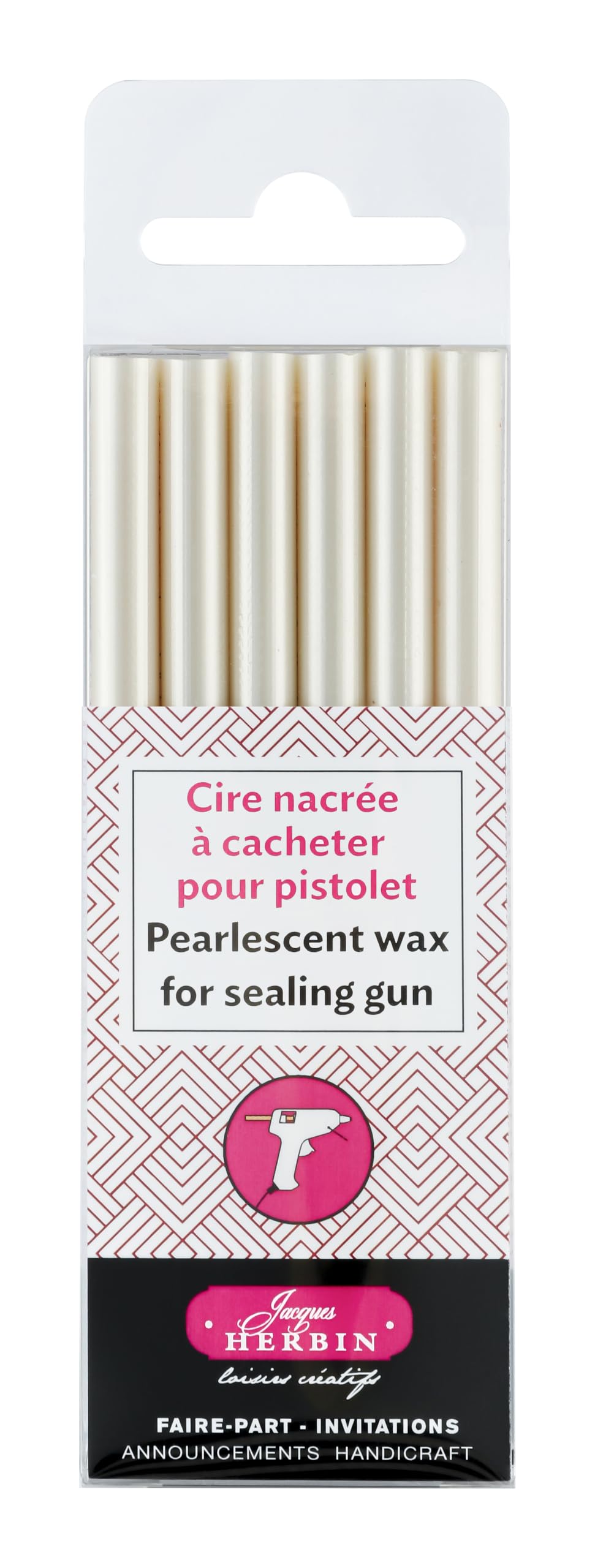 Jacques Herbin 35951T - Pack of 6 Sticks of Special Sealing Wax - Made for Wax Guns - Pearly Ivory Colour - Manufactured in France - Creative Art Tool — image 1