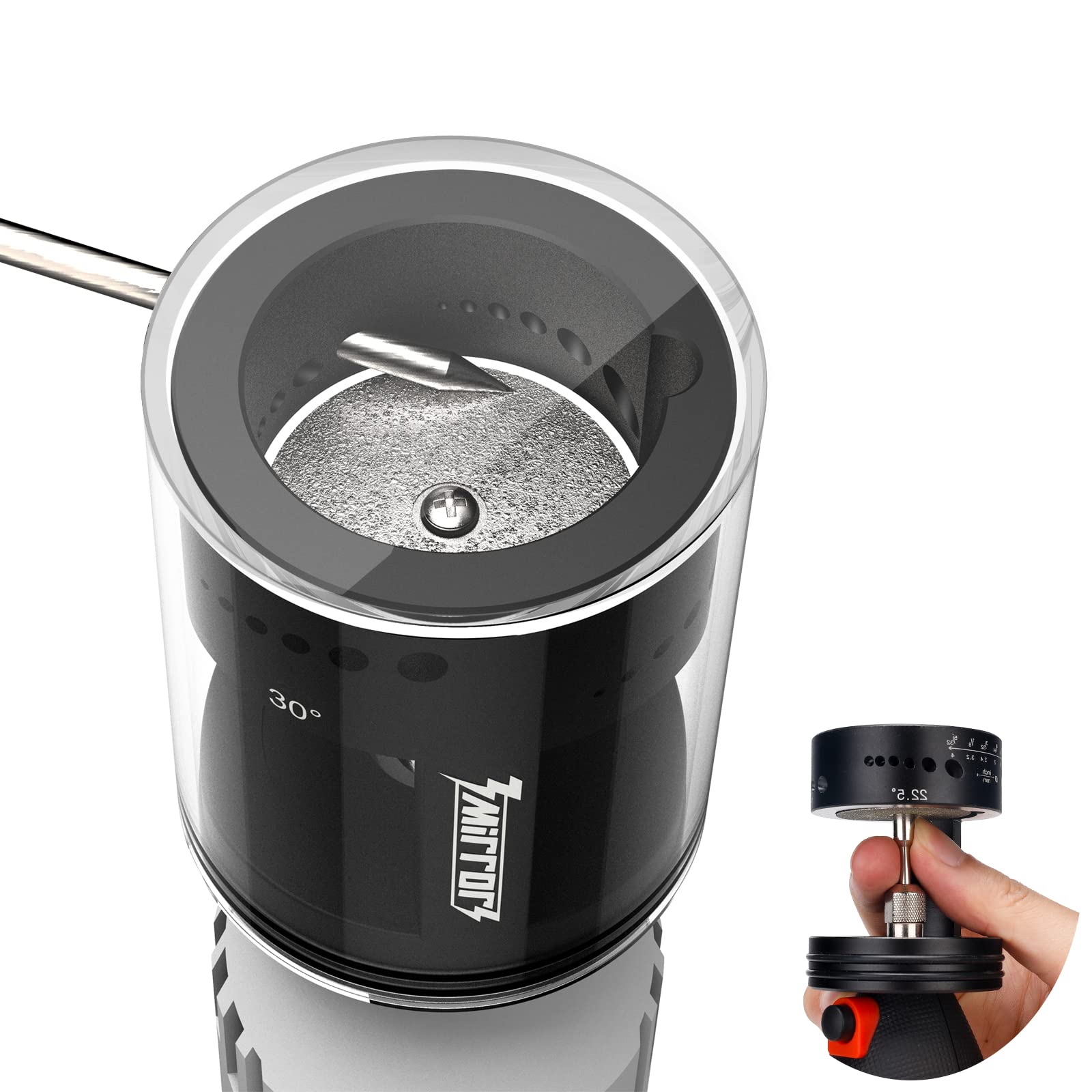 3mirrors Tungsten Electrode Sharpener Grinder Head 24 Guides, Healthy TIG Welding Tool with Dust Housing 5X 35mm Double Diamond Wheels, 2X Connecting Rod