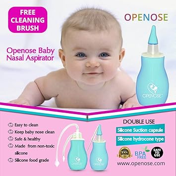 Amazon Com Openose Baby Nasal Aspirator And Booger Remover With Silicone Suction Capsule Include Cleaning Brush Nose Suction Sucker For New Borns Cleanable And Reusable Bpa Free Light Blue Baby