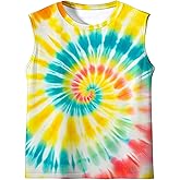 WSFQRJN Kids Tie Dye Tank Tops for Boys and Girls Childrens Outfit Clothes Sleeveless Shirts Hippies Tees for 5-14 Years