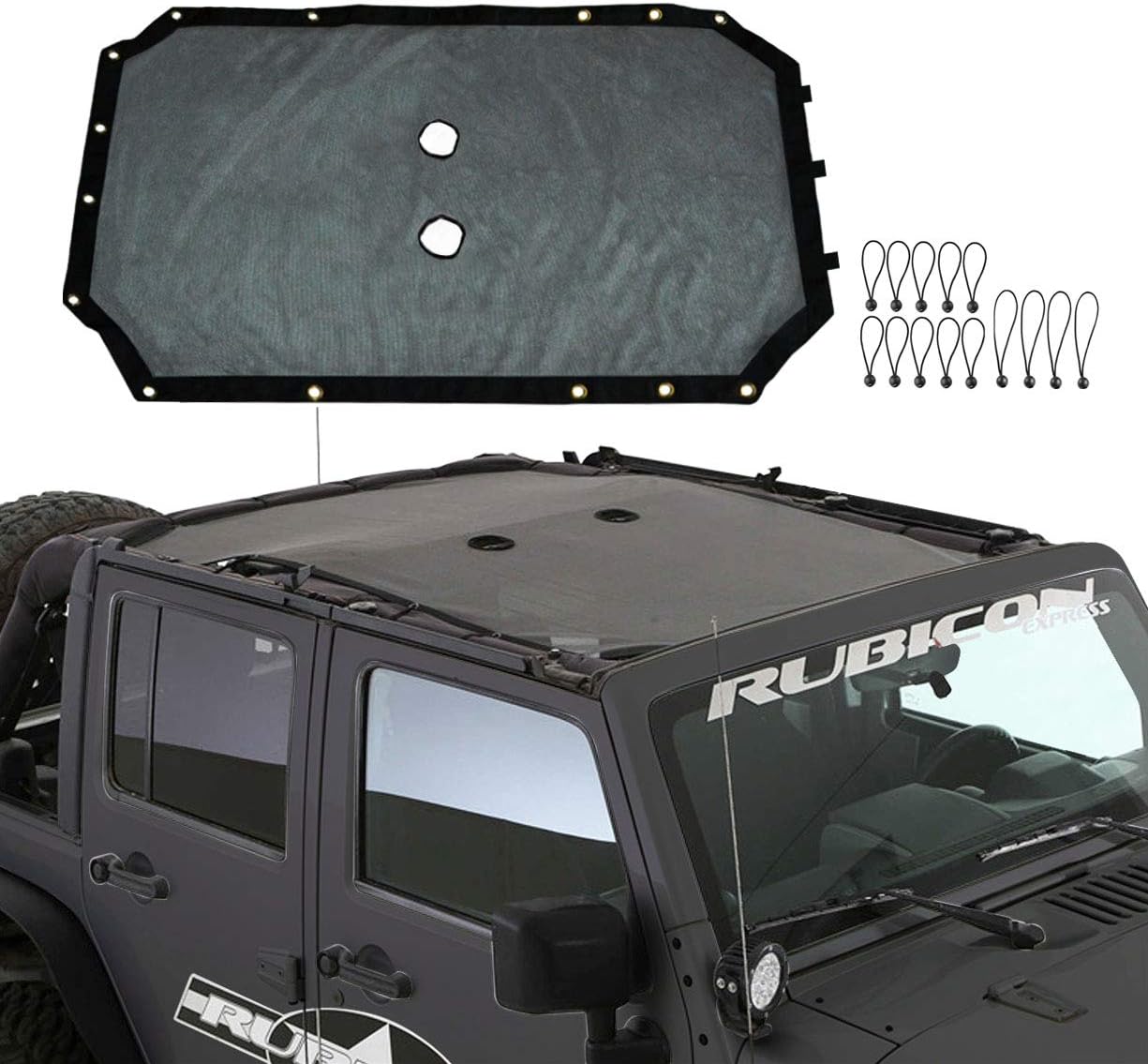 VXAR Mesh Shade Full Top Cover 07-17 Jeep Black3