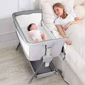 CRZDEAL Bassinet for Babies Lightweight and Mobile with Storage Basket Bedside Sleepers for Baby/Infants/Baby Girl/Baby Boy to Reduce Mom's Fatigue