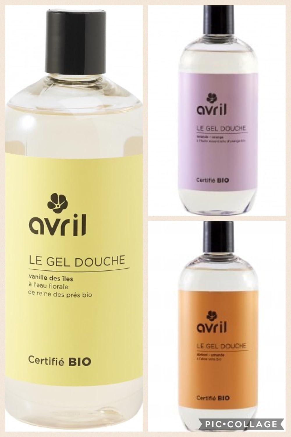 Lot de 3 gels douche biologiques, ecocert et Vegan Parfum Vanille