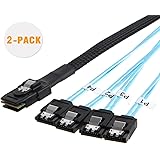 CableCreation Mini SAS 36Pin (SFF-8087) Male to 4 SATA 7Pin Female Cable, Mini SAS Host/Controller to 4 SATA Target/Backplane, 1.0M