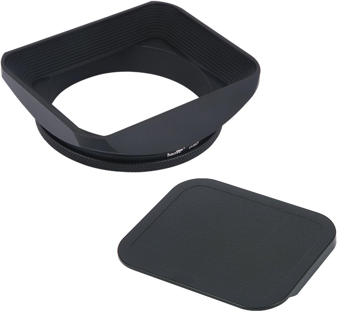 Haoge LH-B62T 62mm Square Rectangular Metal Screw-in Lens Hood with Cap for 62mm Canon Nikon Sony Leica Carl Zeiss Voigtlander Nikkor Panasonic Fujifilm Olympus Lens and Other 62mm Filter Thread Lens