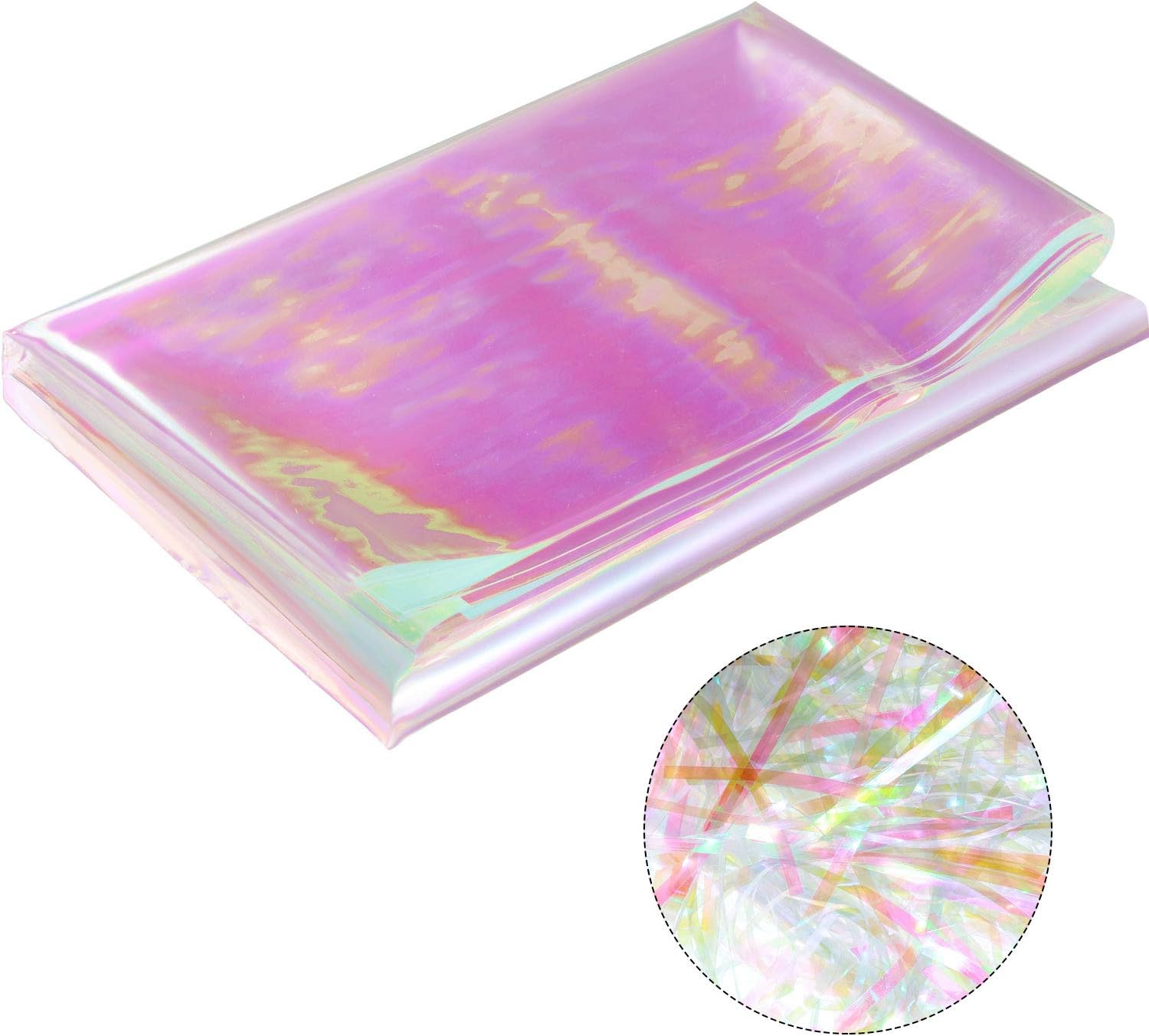 Iridescent Cellophane Roll Iridescent Wrapping Paper Cellophane Wrap for Gift Baskets Iridescent Film for DIY Wrapping Baby Shower Decoration Supplies (Pink,39 x 138 Inch) - Image 3