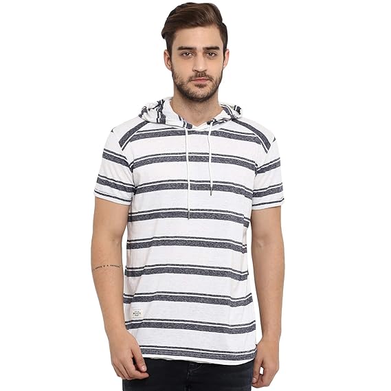 mufti white slim fit hooded shirt