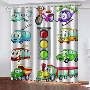 no brand Cortinas 3D De Dormitorio De Niñoscoche De Dibujos Animados