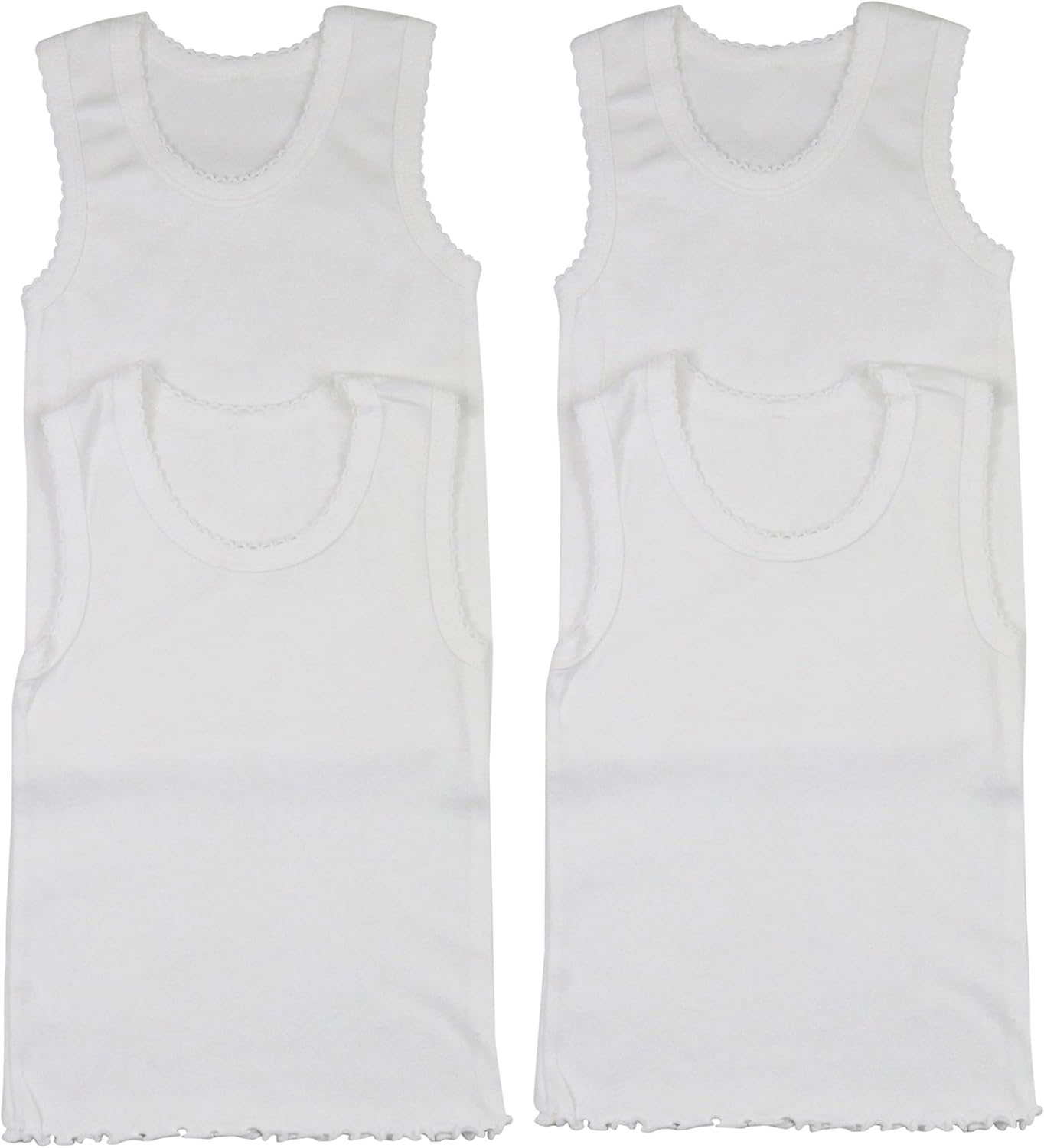 ToBeInStyle Girl's 4 Pack Ruffle Hem Cotton Tank Tops: Clothing