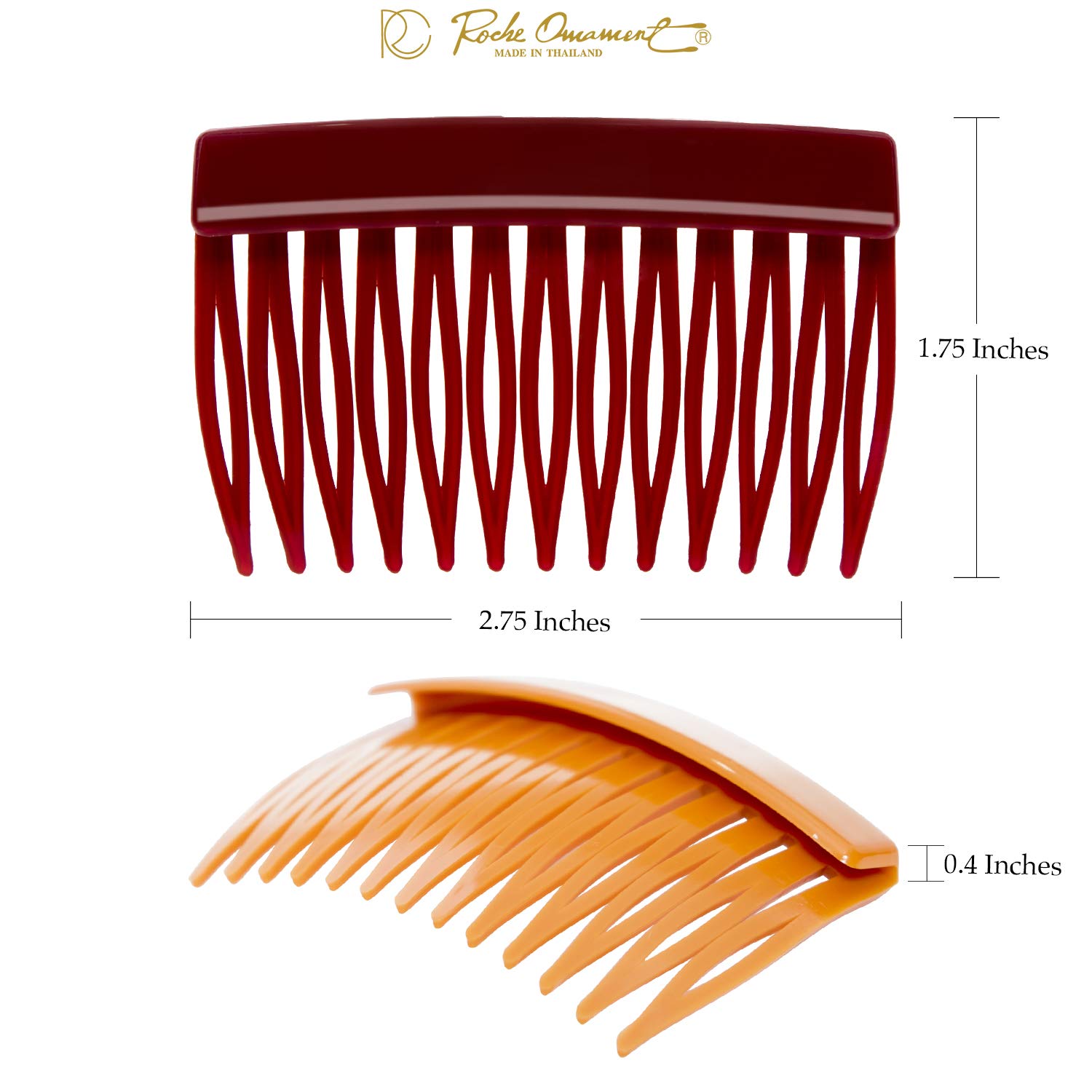 RC ROCHE ORNAMENT 12 Pcs Womens Girls Classic Side Slide Comb Premium Hair Accessory Pin Wide Teeth Solid Plastic Combs Bridal Pins Beauty Fashion Accessories, Medium Classic Multicolor : Beauty
