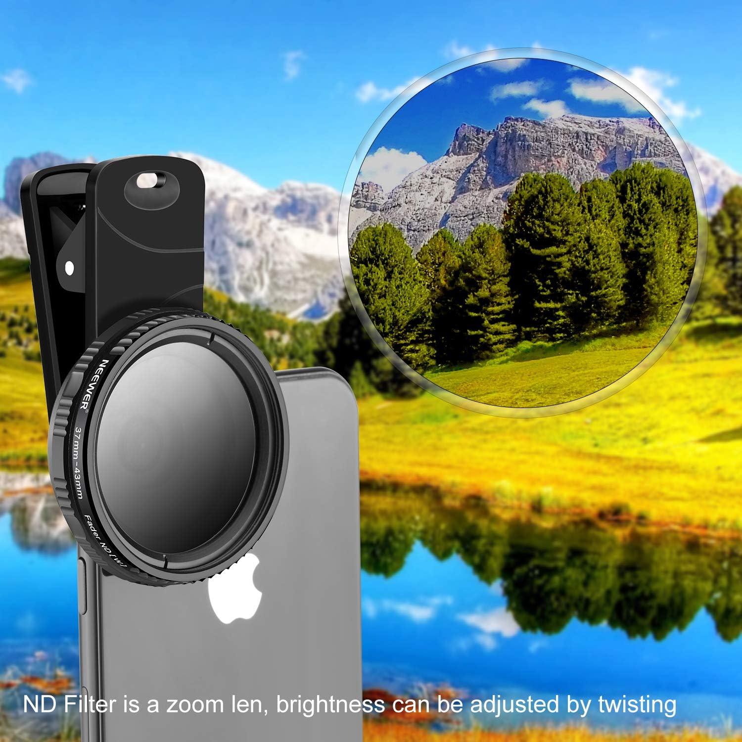 NEEWER 37mm Clip On ND2-ND400 Phone Lens ND Filter Kit: Variable Neutral Density Filter with Phone Clip Compatible with iPhone 15 14 13 Samsung S24 S23 S22 Ultra Android Smartphones iPad - Image 5