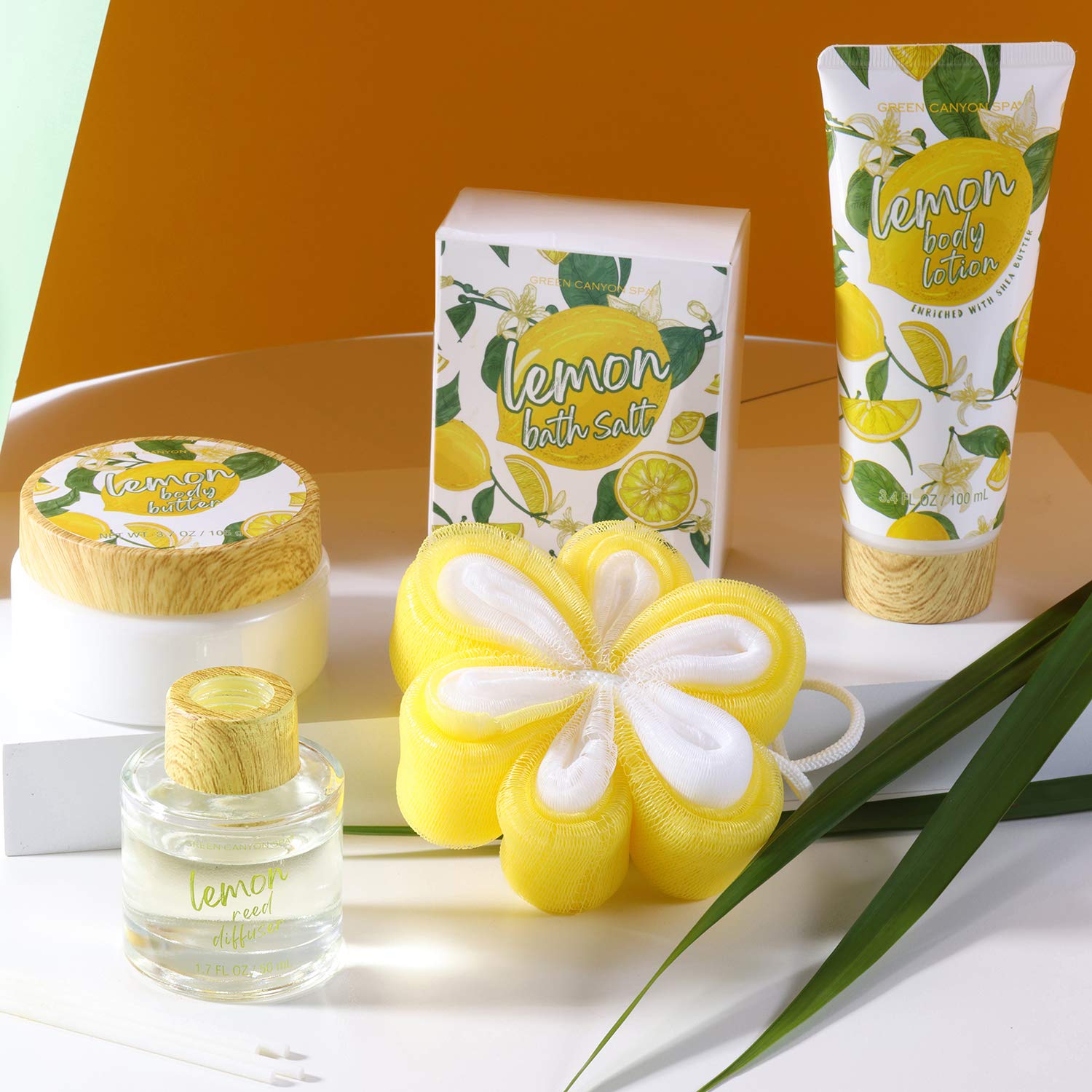Spa Gift Baskets for Women- 10 Pcs Lemon Scent Bath Set in Beautiful Tote Bag, Best Women Gifts Set for Birthday Christmas : Beauty