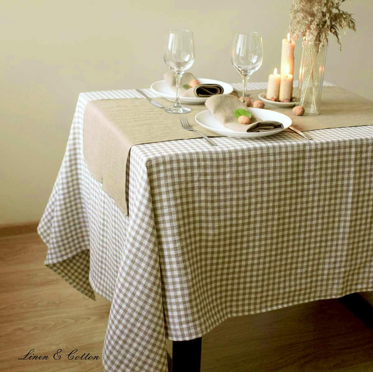 Linen & Cotton Gingham Tablecloth Estella, 100% Linen - Image 5