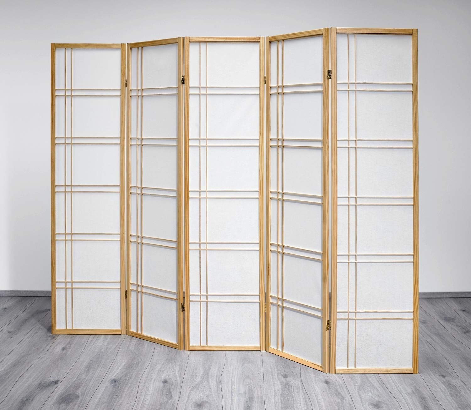SHIRO ROOM DIVIDER SCREEN - NATURAL - 5 PANEL FOLDABLE PRIVACY SCREEN - THESE ARE HIGH QUALITY DRESSING SCREENS / PARTITIONS FROM ROOM DIVIDERS UK