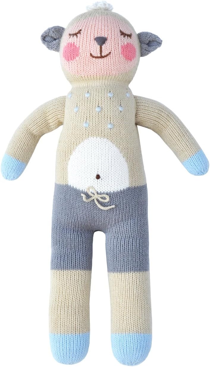 Blabla Doll - Wooly The Sheep - Versatile Doll - Size: 18 inches, Recommended Age: 0+, Material: 100% Cotton, Hand-knit, 100% Safety Tested: Dyes are approved for health and safety assurance