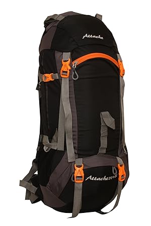 ATTACHE Polyester 75 Ltr Black Trekking Backpacks
