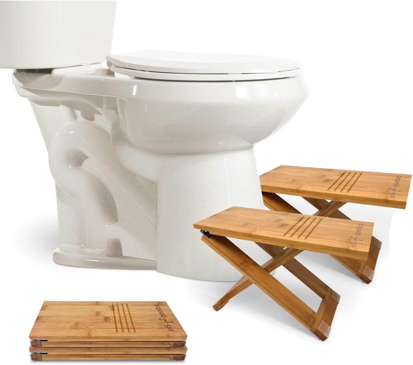 Squat N Go Bamboo X Toilet Stool | Fully Adjustable, Ultra Portable & Eco Friendly | Bonus Travel Bag Included: Health & Personal Care