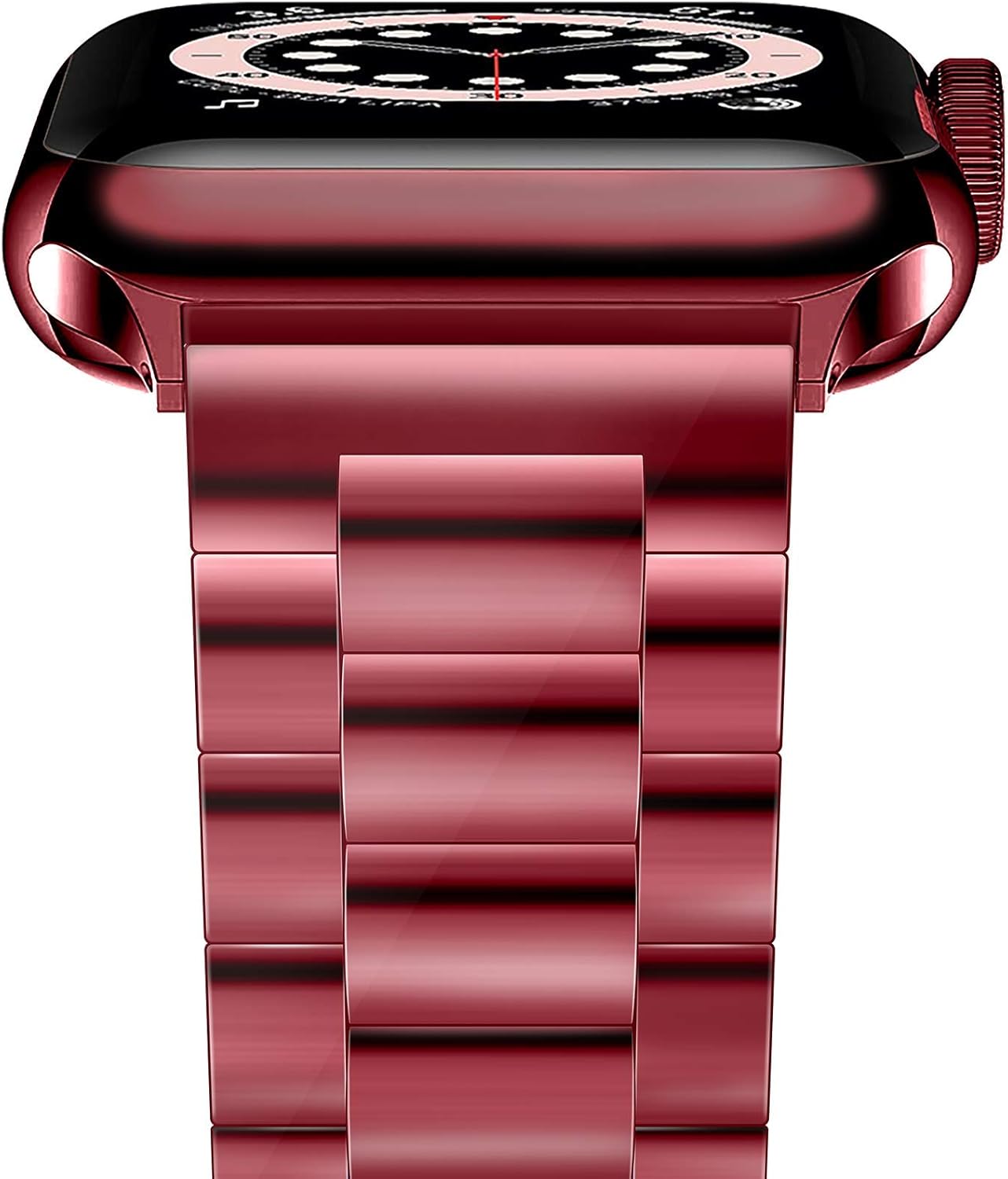 YGTIECS Compatible with Apple Watch Band 38mm 40mm, Business Solid Stainless Steel Metal Band Replacement iWatch Strap for Apple Watch Series 6/5/4/3/2/1, SE for Men Women- Red(38mm/40mm)