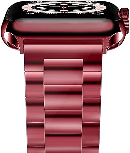 YGTIECS Compatible with Apple Watch Band 38mm 40mm, Business Solid Stainless Steel Metal Band Replacement iWatch Strap for Apple Watch Series 6/5/4/3/2/1, SE for Men Women- Red(38mm/40mm)