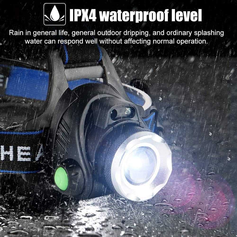 Headlamp Flashlight, USB Rechargeable Led Head Lamp, IPX4 Waterproof T004 Headlight with 4 Modes and Adjustable Headband, Perfect for Camping, Hiking, Outdoors, Hunting - - 