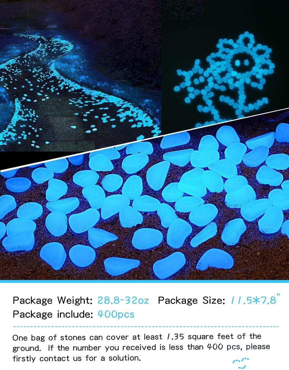 【400 Pcs】 Glow in The Dark Rocks, Glowing Stones Garden Glow in The Dark Pebbles Outdoor Decorative Stones Small Patio Decor Garden Decorations : Garden & Outdoor