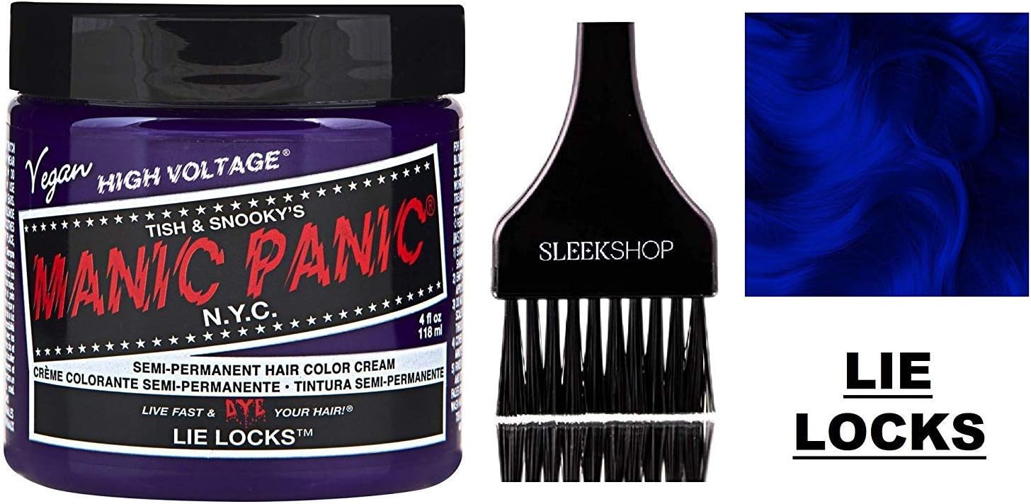 MANIC PANIC CLASSIC Semi-Permanent HAIR COLOR Cream N.Y.C. (w/Sleek Tint Brush) Tish & Snooky's VEGAN High Voltage Haircolor Dye 4 oz / 118 ml (Lie Locks)
