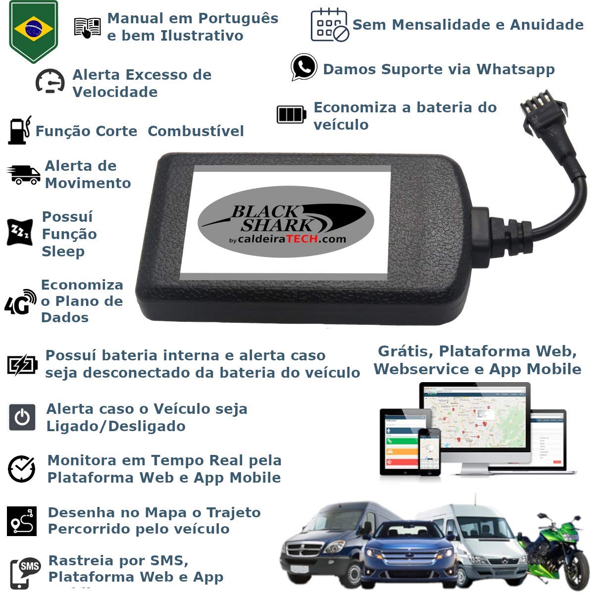 Mini Rastreador Bloqueador 4g Gps Veicular Gps Shark 2018: Amazon.com.br:  Eletrônicos