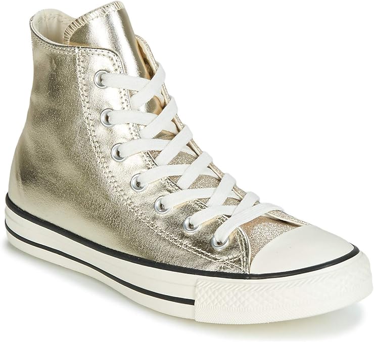 Converse Chuck Taylor All Star Shiny Metal HI Trainers Women Gold Hi