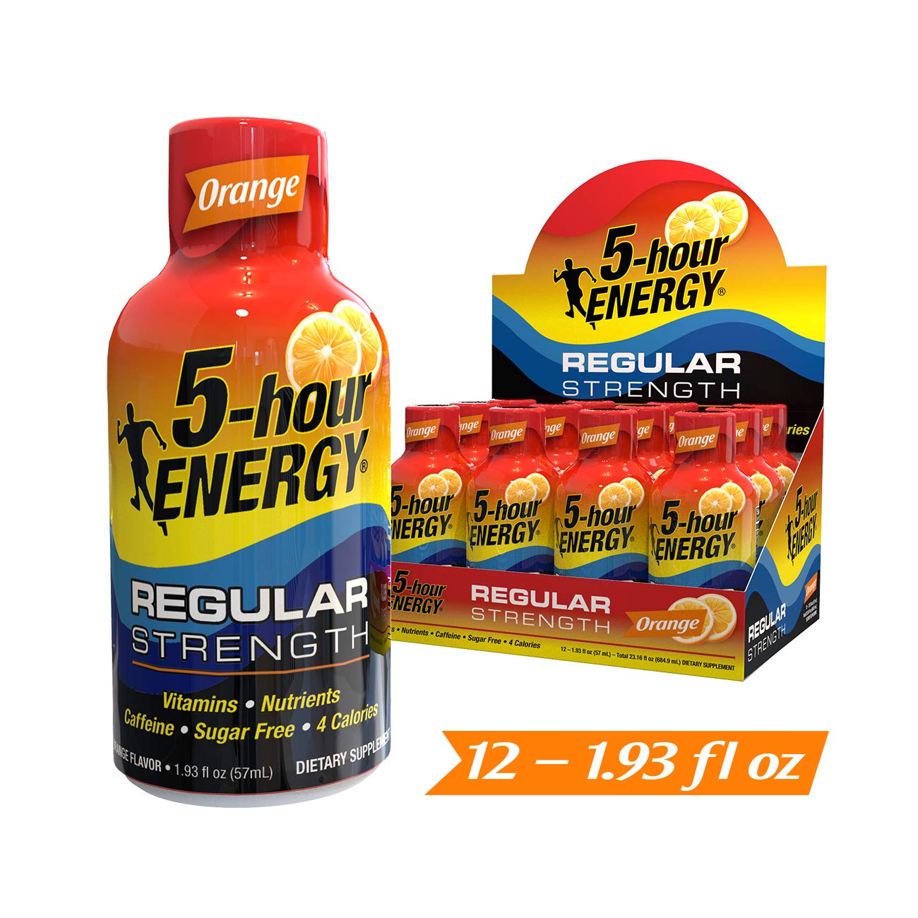 5hour ENERGY Shot, Regular Strength, Orange Flavor, 1.93 Ounce, 12