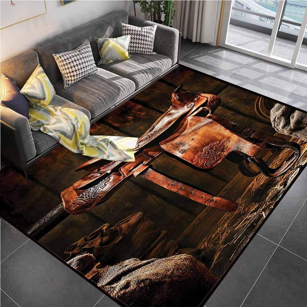 Area Rug Print Large Rug Mat Western, Cowboy Rodeo Theme