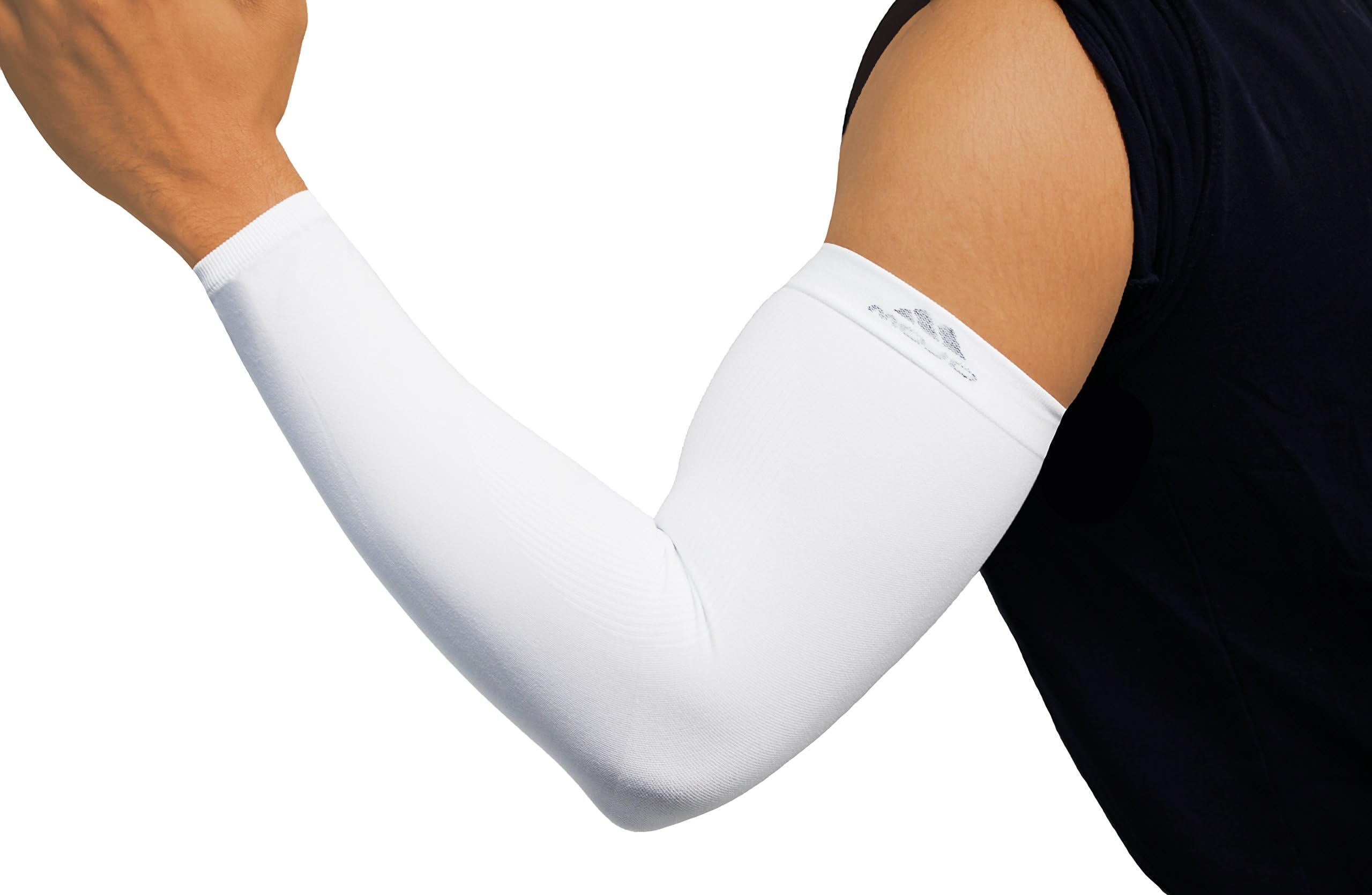 Mojo Sports Compression Arm Compression Sleeves - Perfect for, Lymphedema containment, Basketball, Baseball, Running & Outdoor Activities - Sized for Men & Women (Medium, White)