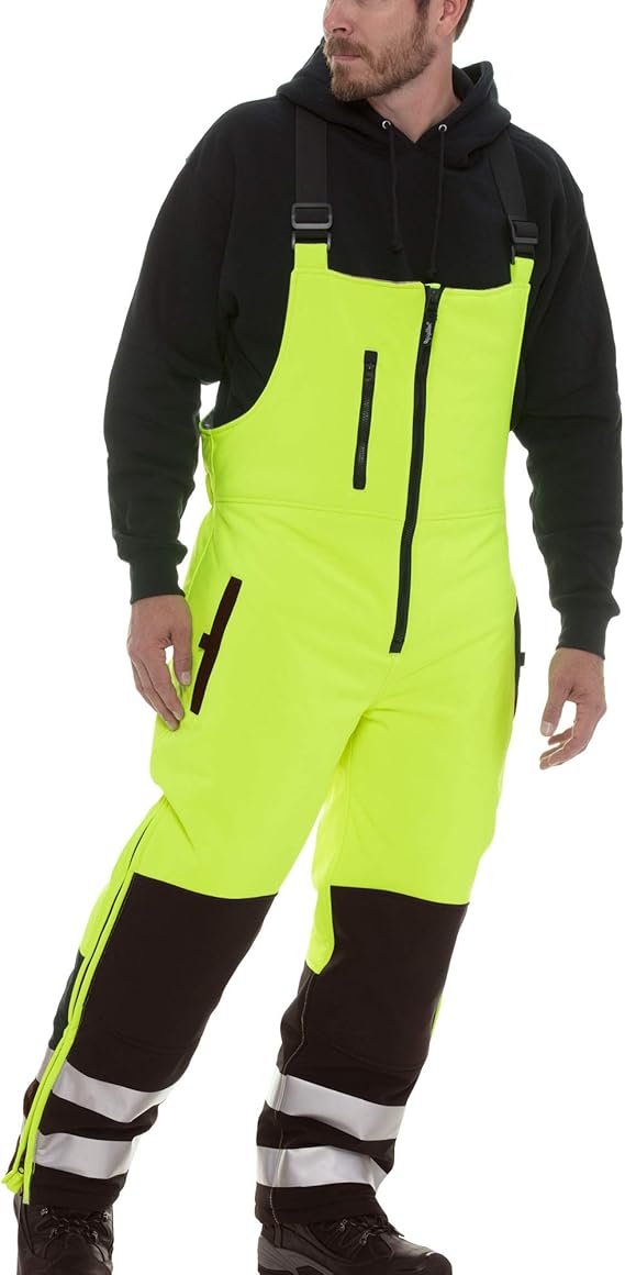 RefrigiWear Men's Insulated Hivis Extreme Softshell Bib