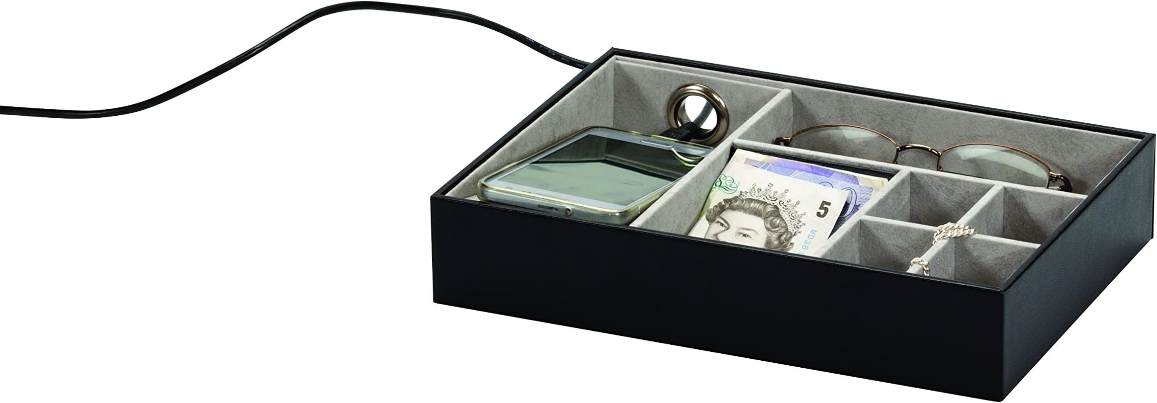 Wentworth Giftware Mele & Co. Desk Top Organiser Valet in Black Bonded Leather