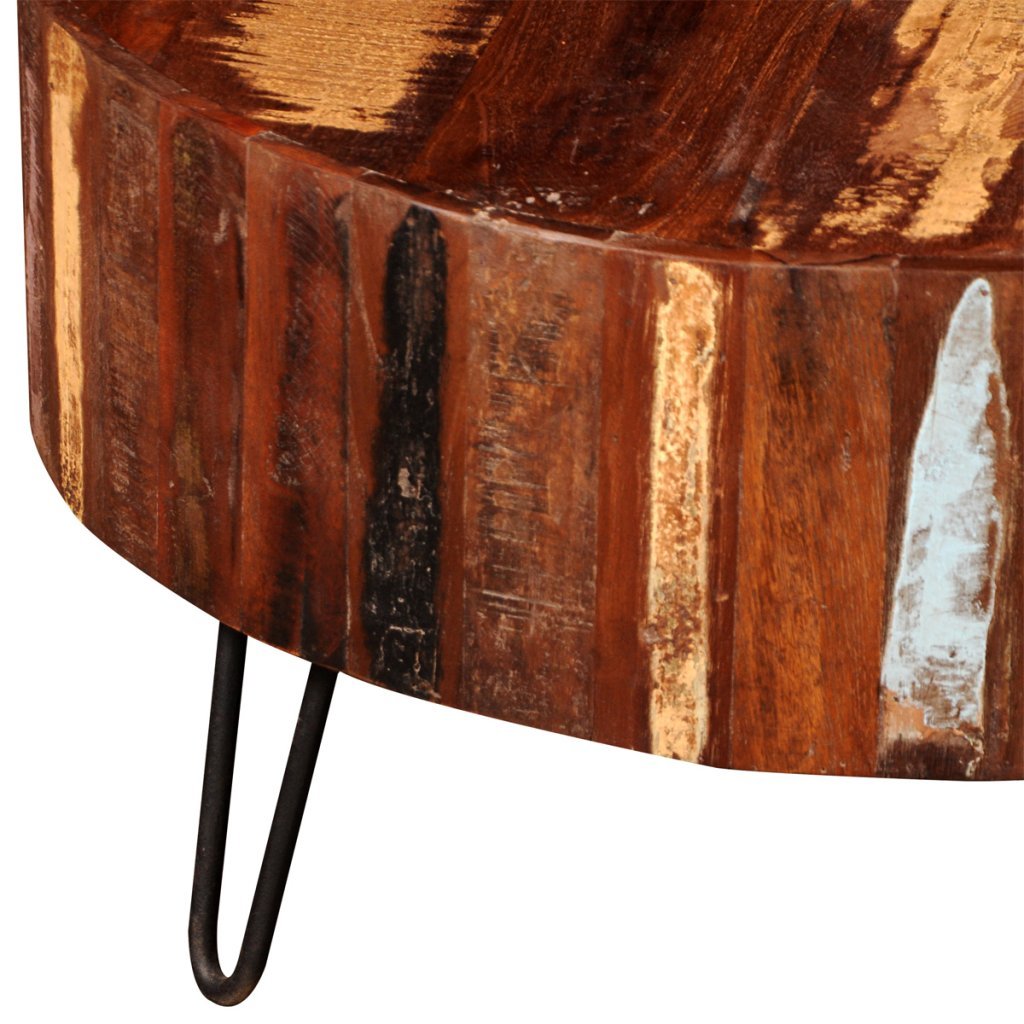 Festnight Round Coffee Table Reclaimed Wood End Side Table