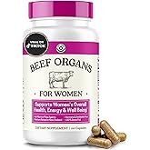Beef Organ Supplement for Women - Beef Liver, Kidney, Heart and Uterus Tissue, Supports Women's Overall Energy and Health - Pasture Raised in New Zealand - No Fillers or Flow Agents - 120 Capsules