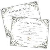 Marriage Certificate with Greenery Eucalyptus on Linen 6pk 8.5x11&rdquo; License Commitment Ceremony for Photographs Minimalist Wedding Gift Custom