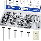 Klfte 120 pcs Wall Plate Screws, Black Outlet Screws 6-32 Thread Light Electrical Cover Panel Switch Plate Screws 5 Length Si