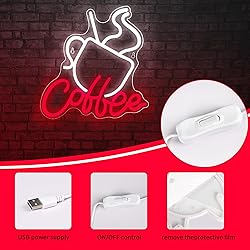 Blecode Coffee Neon Sign for Wall Decor Bright Led