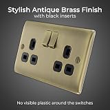 BG Electrical Nexus Metal Antique Brass Double Switched Socket 13A NAB22B view 2