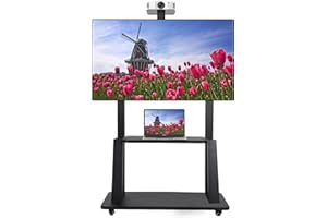 XINLEI Rolling TV Stand with Wheels Heavy Duty Mobile TV Cart for Most 32-75 Inch Flat/Curved Screens, Portable TV Floor Stand with Shelf Large Base, Max VESA 600x400, up to 220 lbs