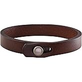 HAQUIL Rustic Brown Genuine Leather Single Wrap Bracelet with Stainless Steel Snap Clasp for Men
