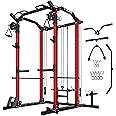 JELENS C11 Multi-Function Power Rack, 2000 lbs Power Cage with Adjustable Cable Crossover System and More Training Attachment, All-in-One Squat Rack with Dual Pulley System, Weight Cage for Home