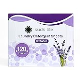 Suds Life Laundry Detergent Sheets (60 Sheets) Ocean Breeze, Lavender, Rainforest - Portable, Concentrated Laundry Detergent (Up to120 Loads) (Lavender)
