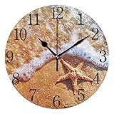 SUABO Beach Starfishes Wall Clock Arabic Numerals